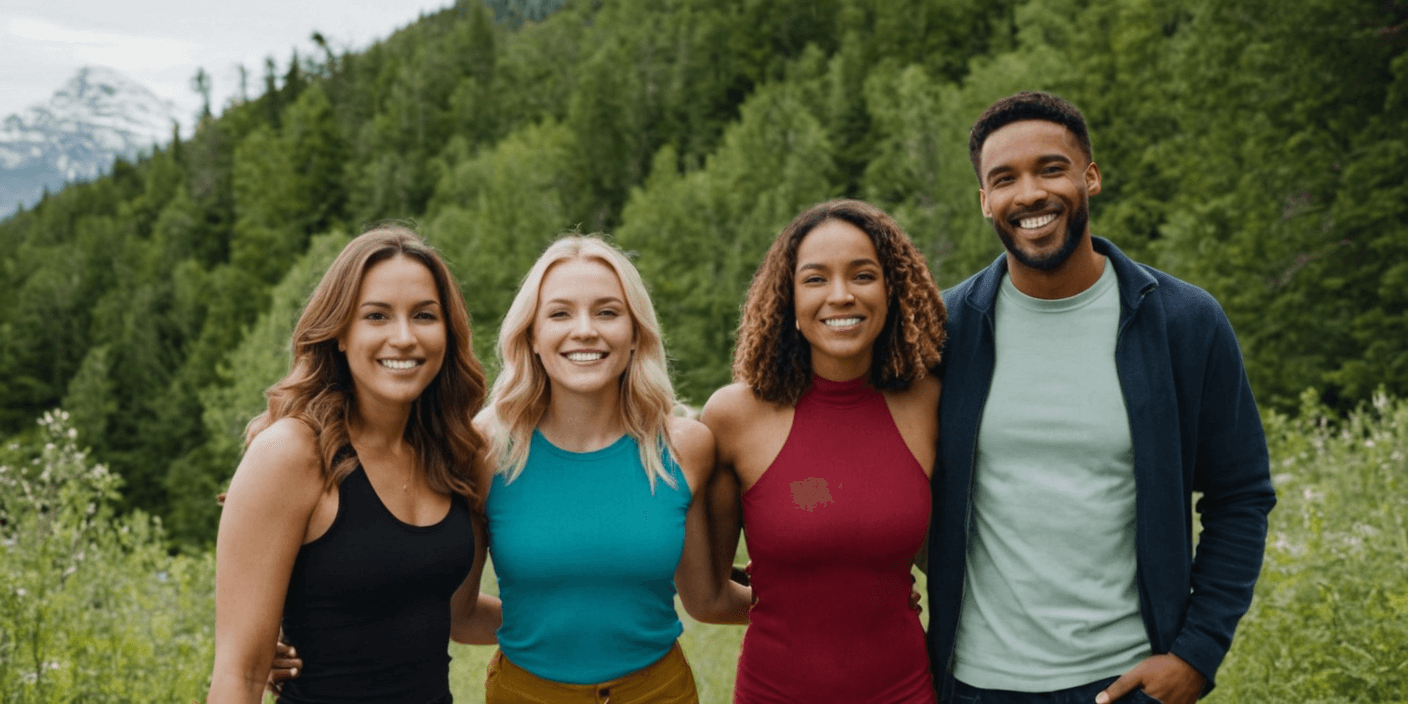 Happy diverse group of Canadians